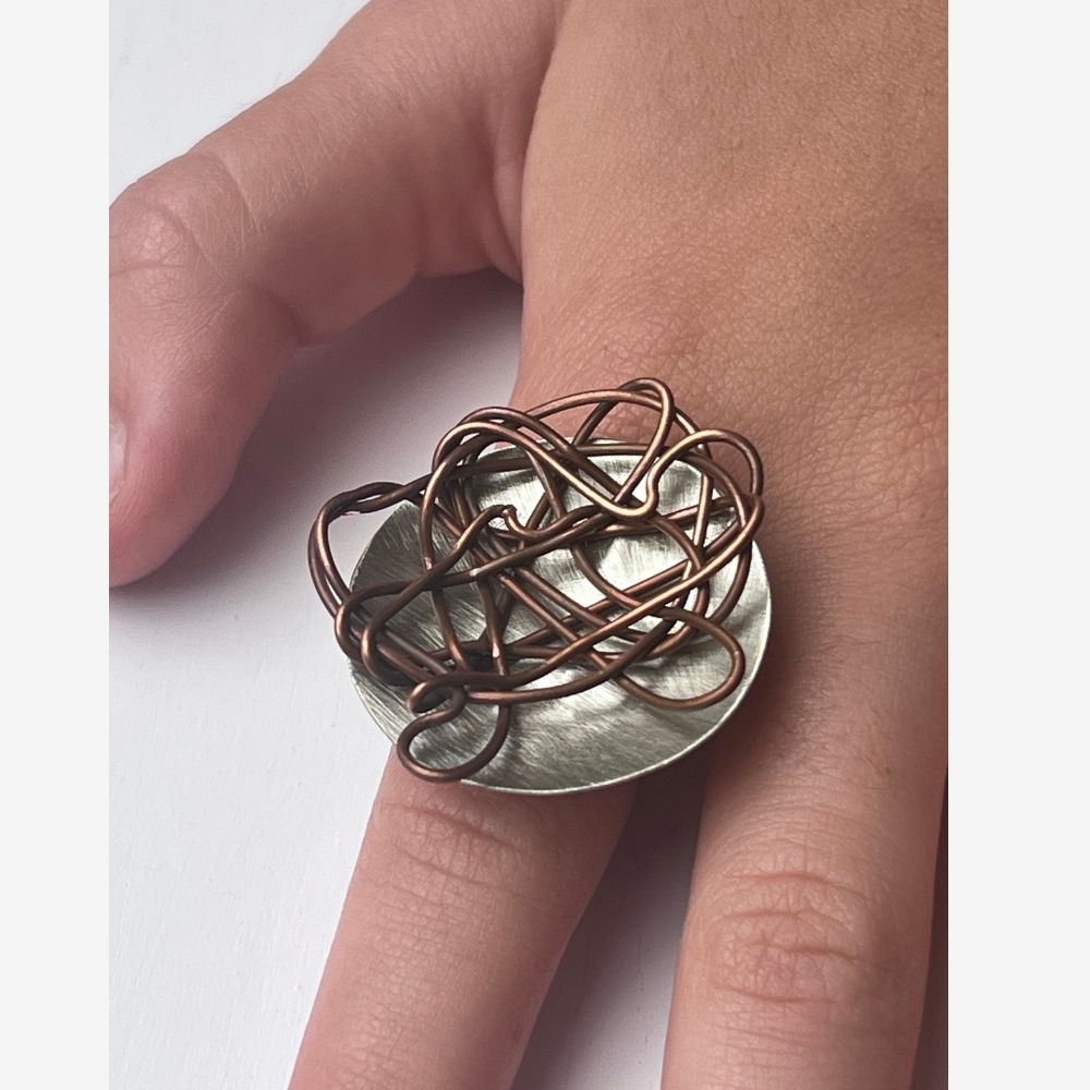 Artsy Cooper and Nickel Silver Ring