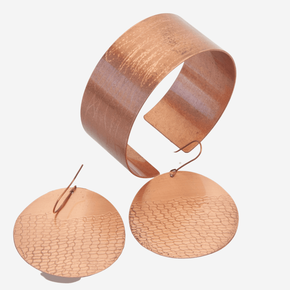 Copper Medallion Hoop Earrings