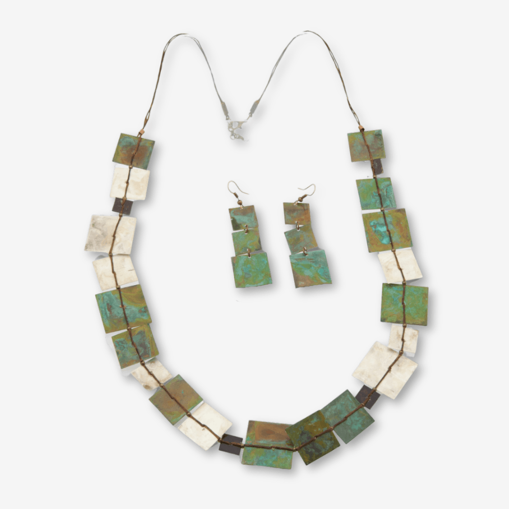 Copper Square Trio - Green Patina