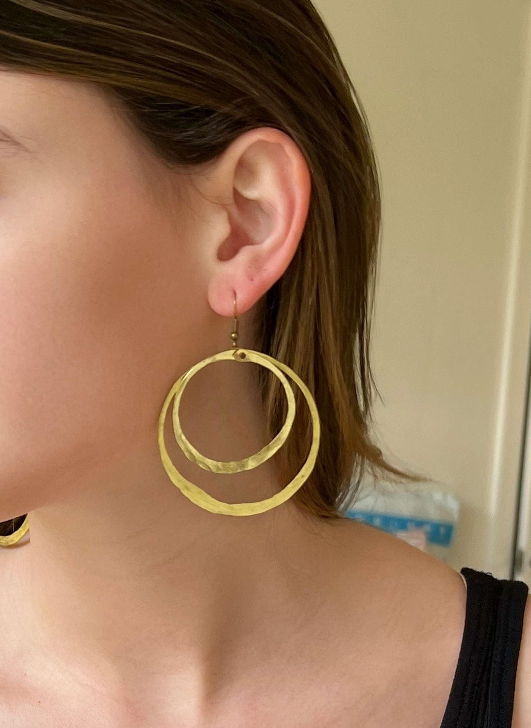 Double Hoop Earrings Bronze