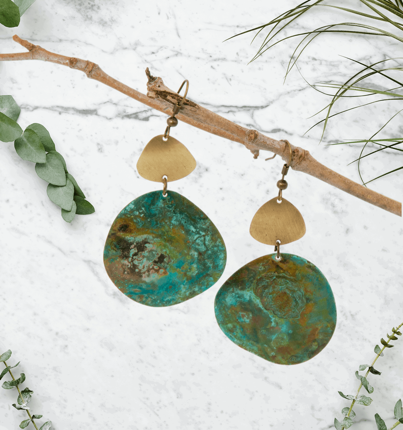 Emerald Oasis Marbled Earrings