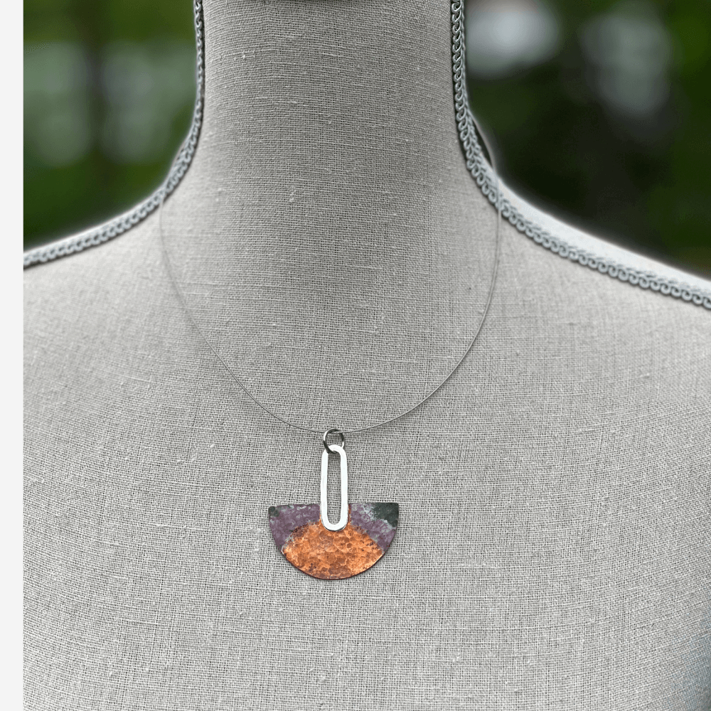 Half Circle Hammered Copper Earrings