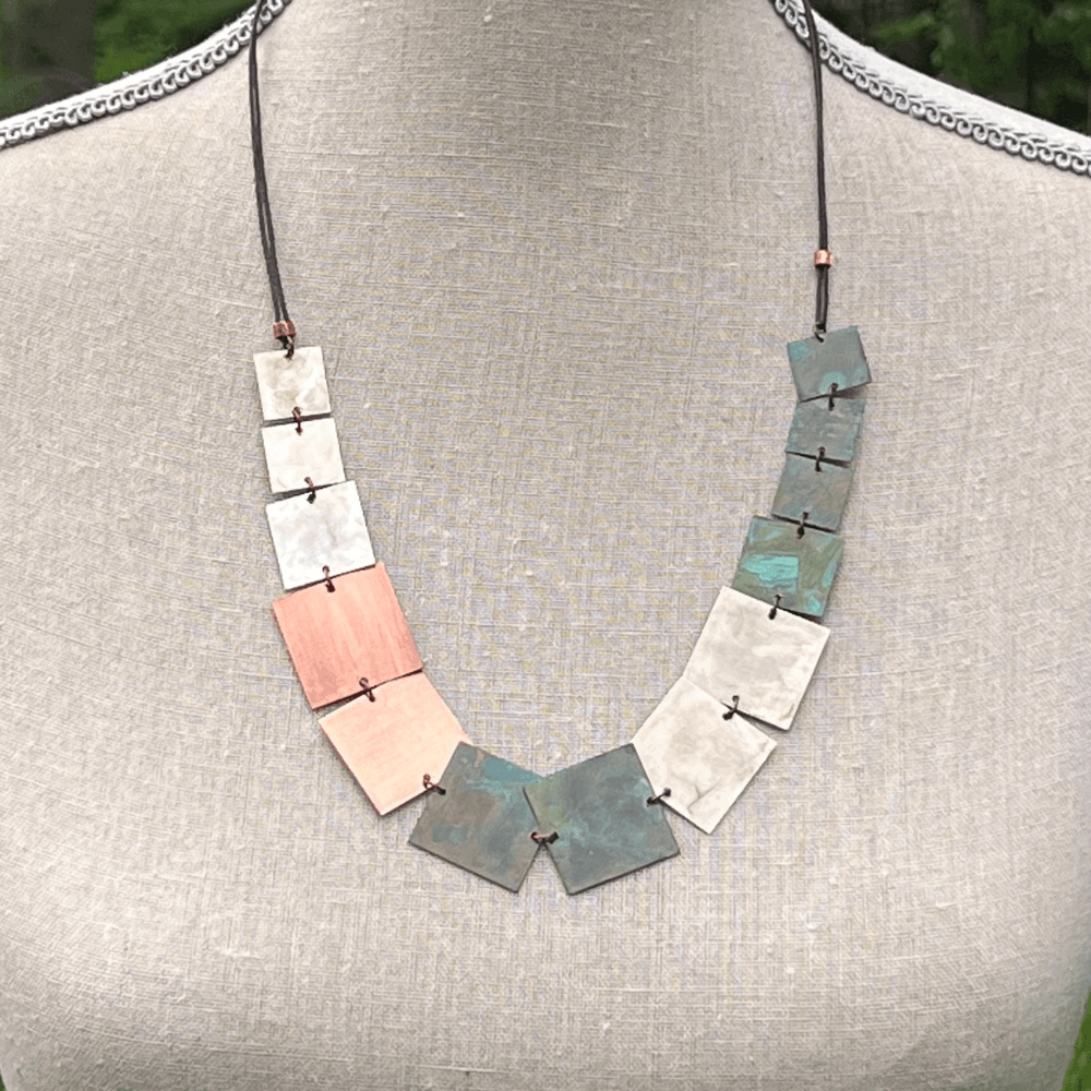 Mixed Metal Square Necklace