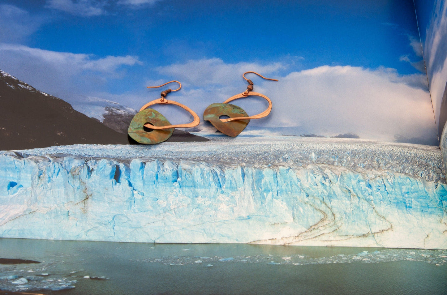 Petite Green Circle and Copper Hoop Earrings