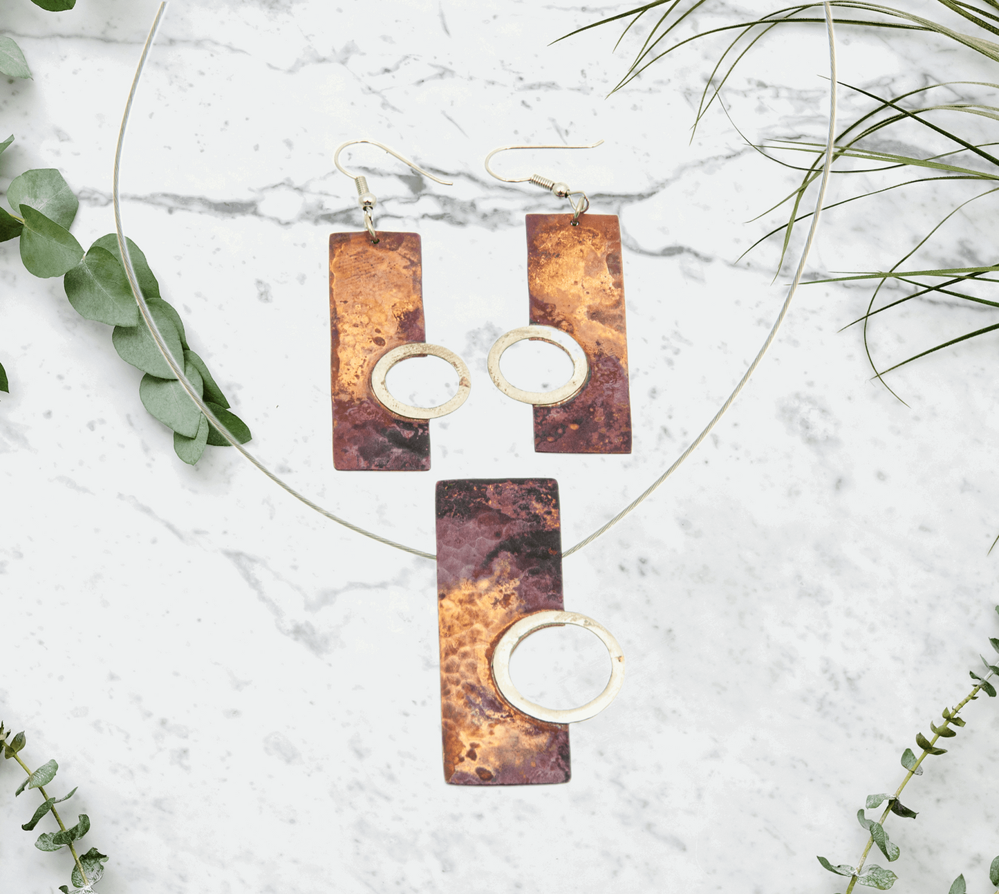 Rectangular Hammered Copper Earrings