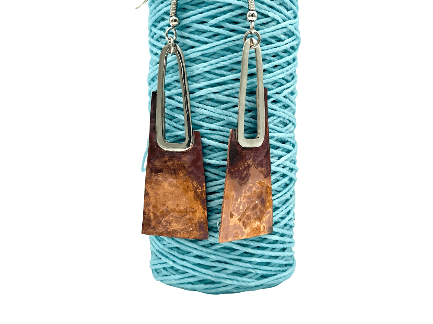 Triangle Hammered Copper Earrings